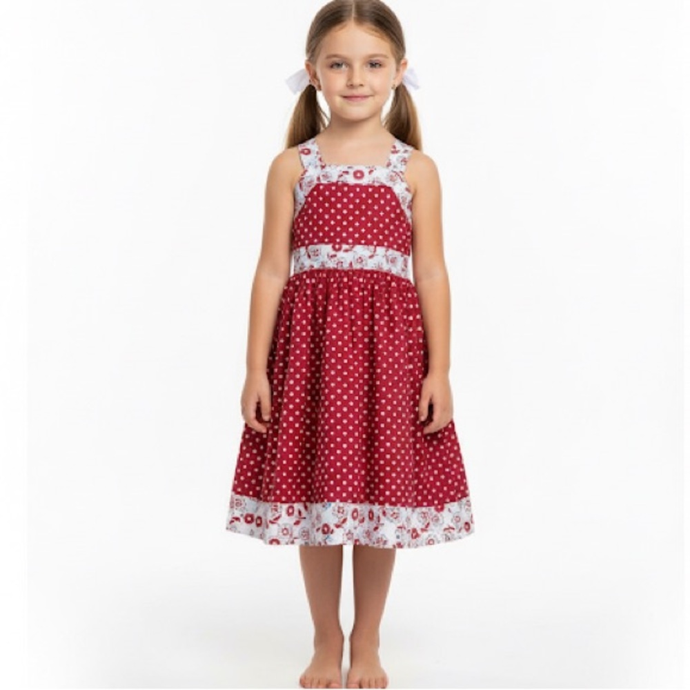 Jessica Ann Red Dress with Floral Design